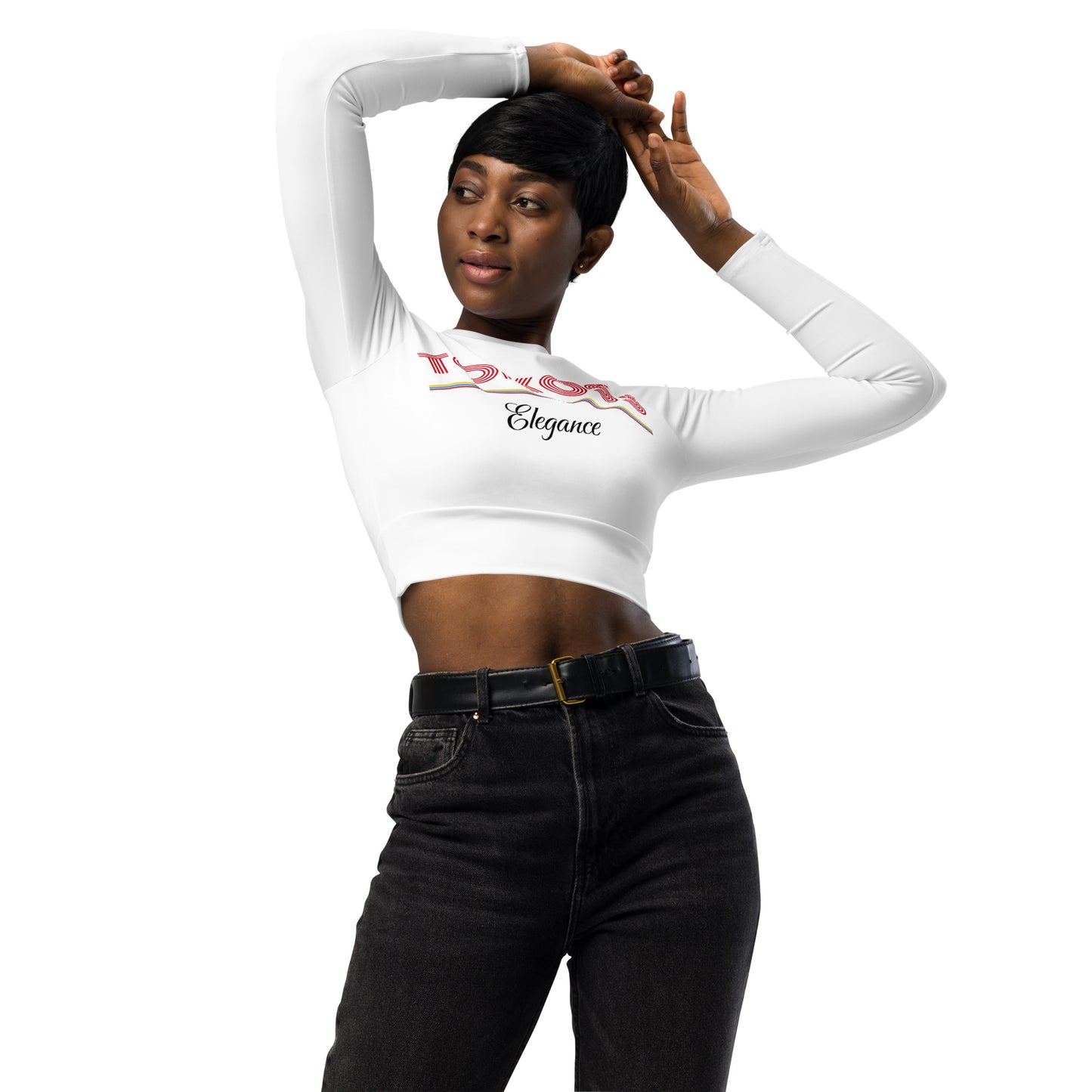 Tokoss long-sleeve crop top - Black and red design 3