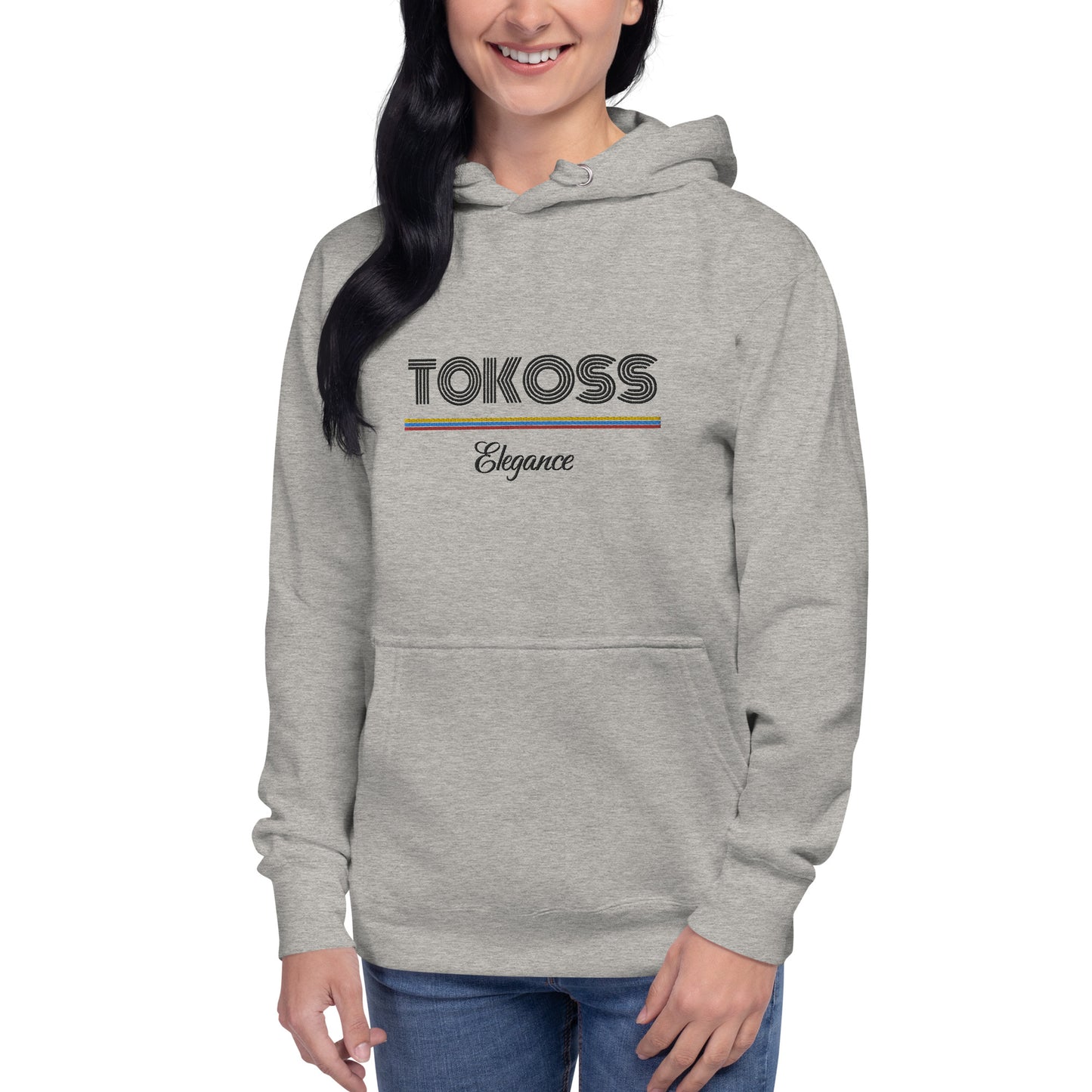 Tokoss Deluxe bestickter Unisex-Hoodie – schwarzes Design