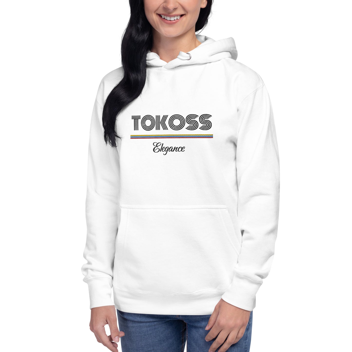 Tokoss Deluxe bestickter Unisex-Hoodie – schwarzes Design