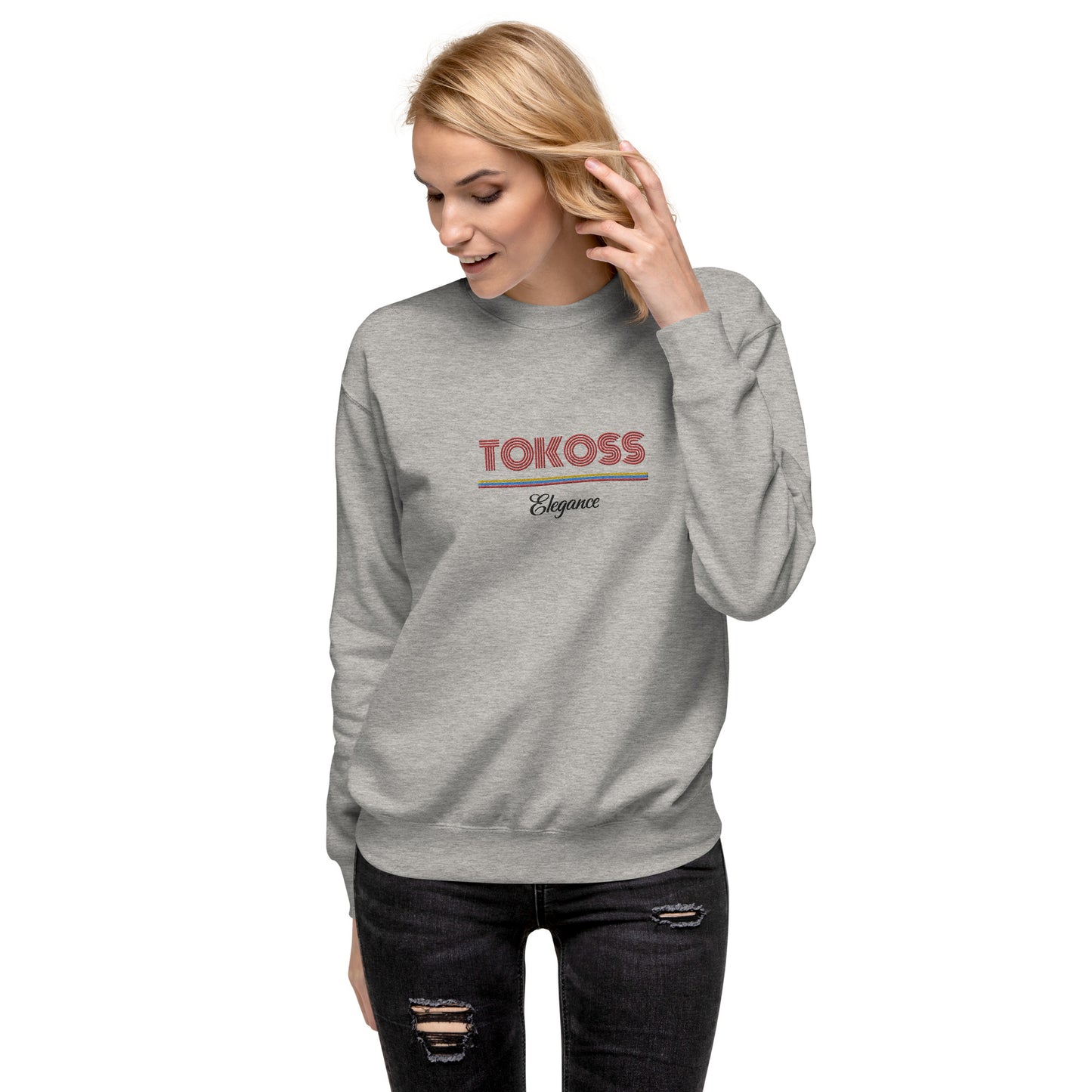 Tokoss Deluxe besticktes Unisex-Sweatshirt – Schwarz-Rot-Design 3