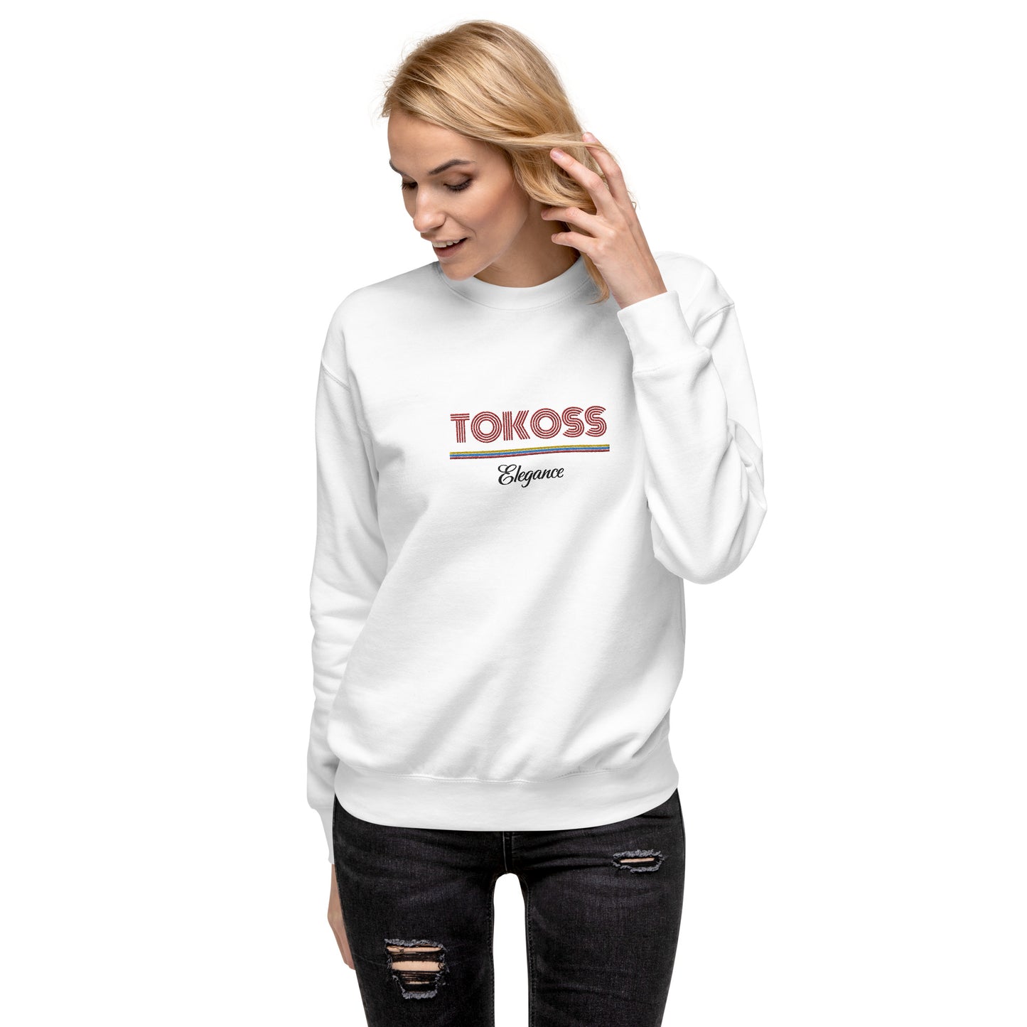 Tokoss Deluxe besticktes Unisex-Sweatshirt – Schwarz-Rot-Design 3